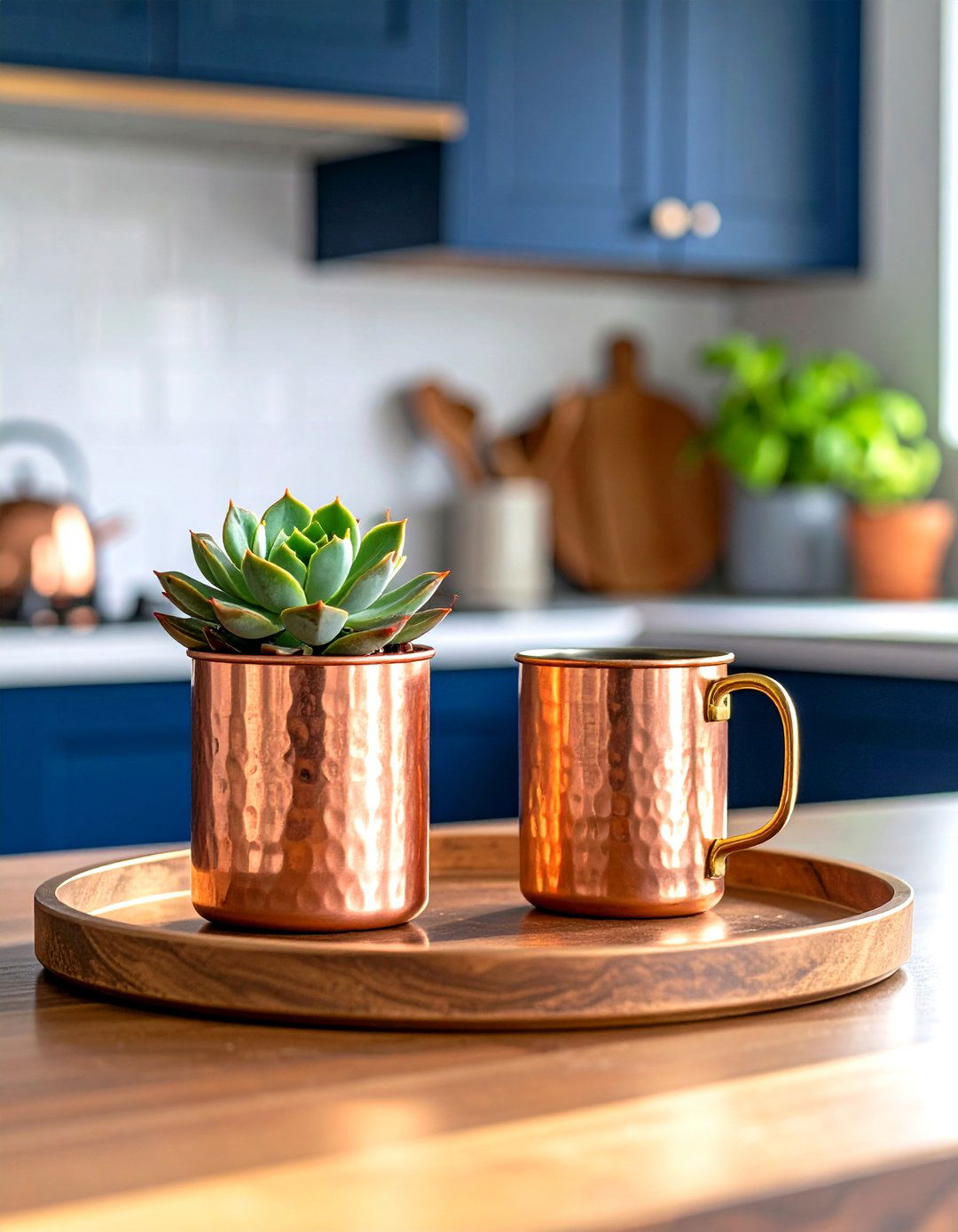 Copper Kitchenware Centerpiece - 30 kitchen table centerpiece ideas