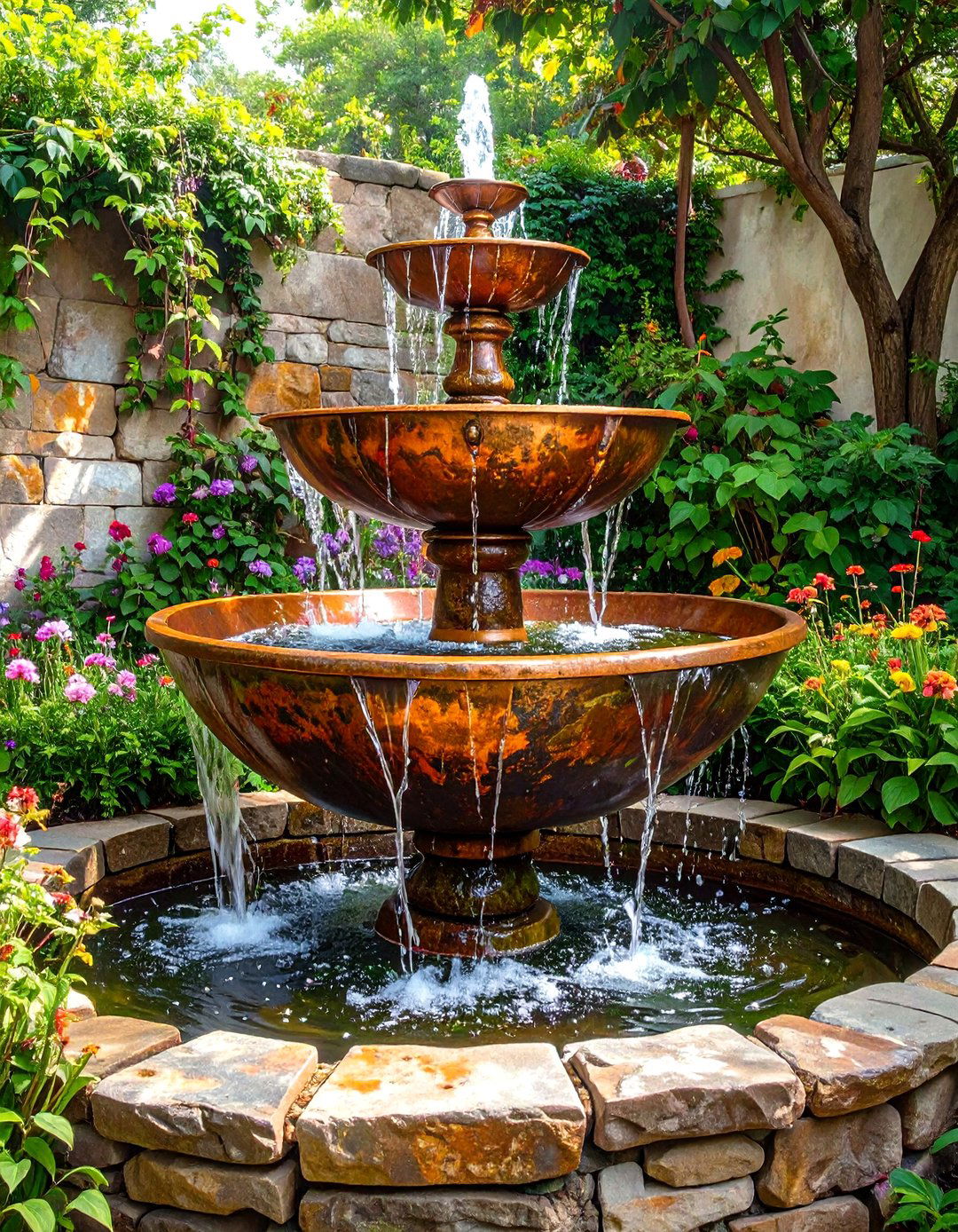 Copper Scupper Bowl Fountain - 30 backyard water feature ideas