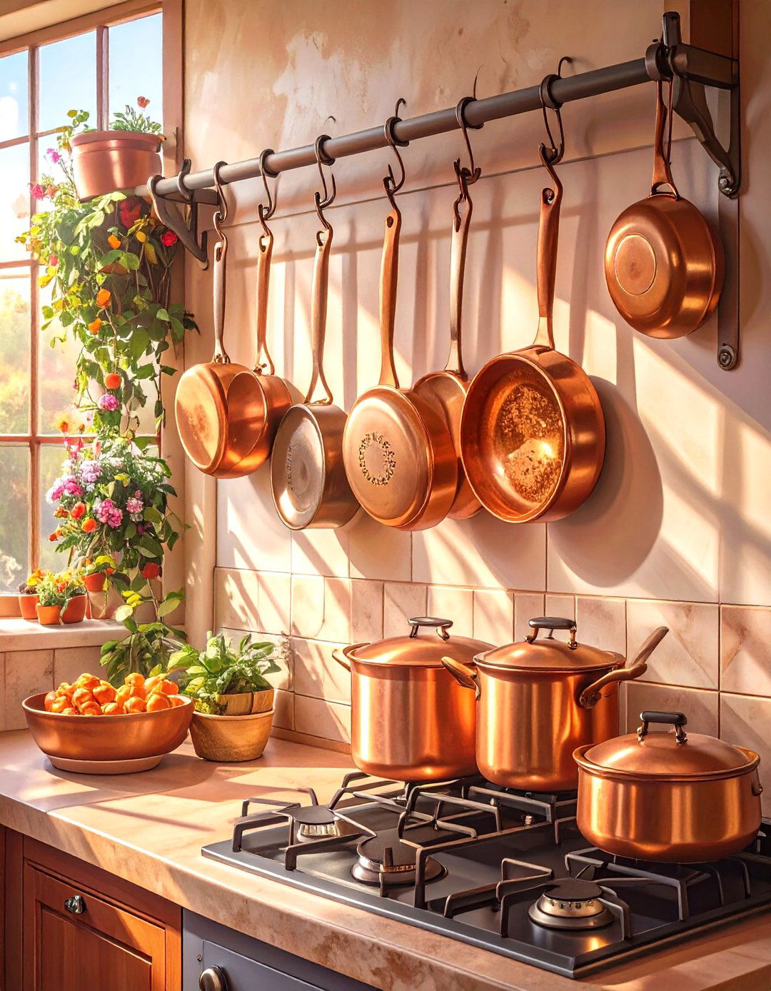 Copper and Metal Cookware - 30 spanish style interior design ideas