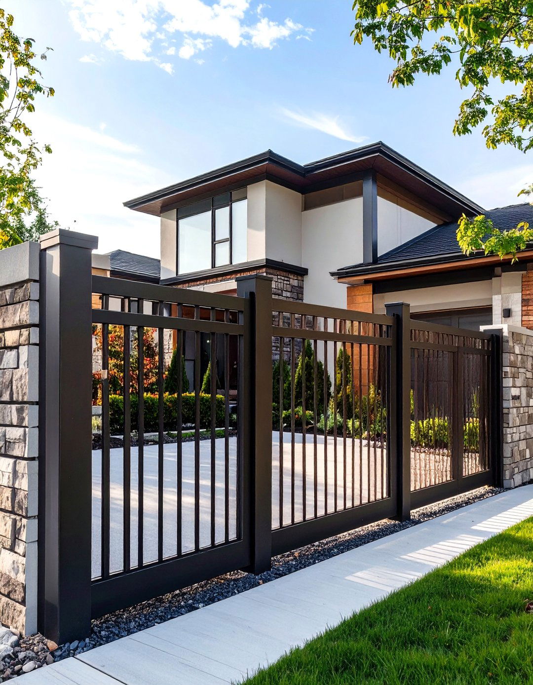 Cor Ten Steel Privacy Fence Design - 30 front yard fence ideas with driveway