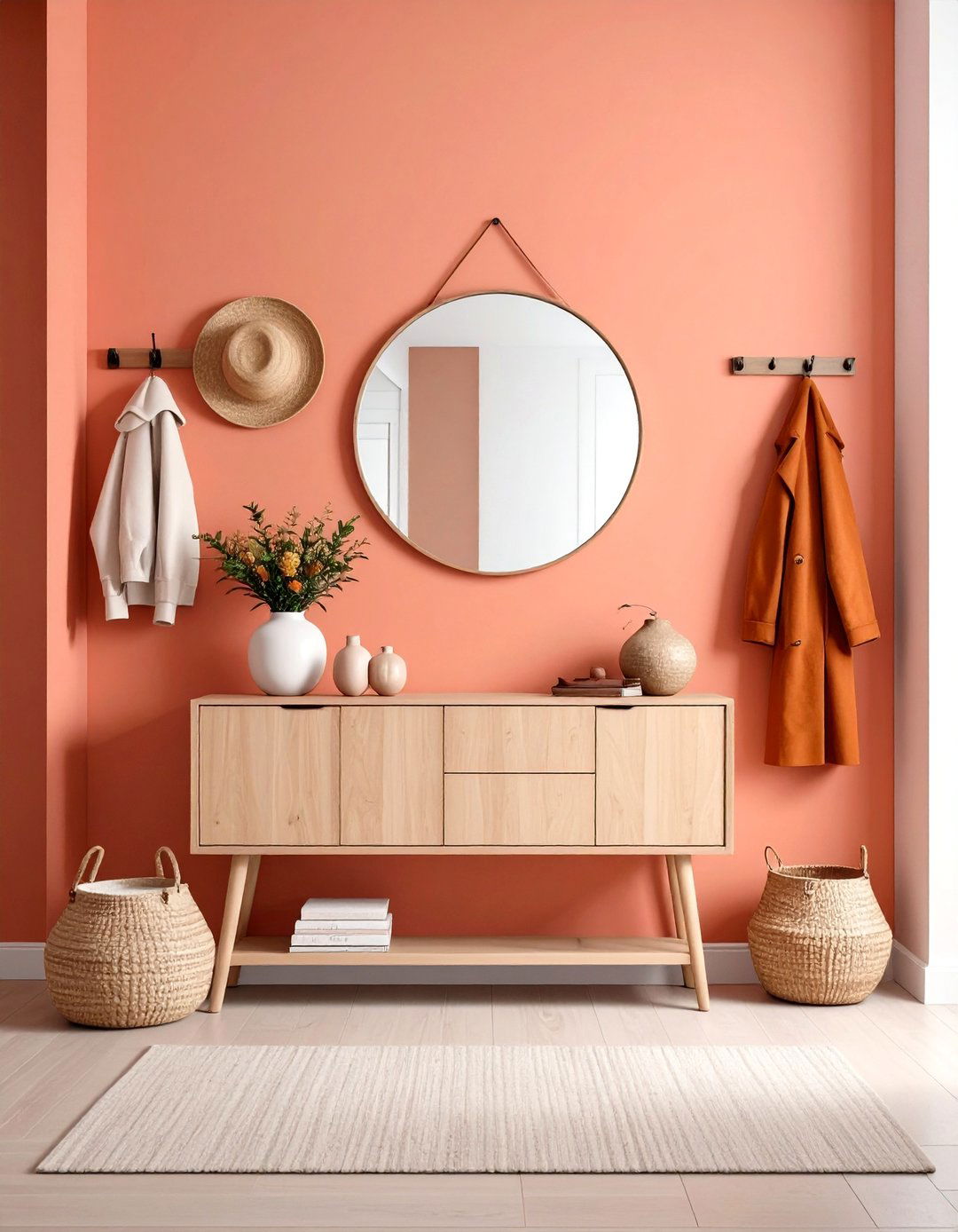 Coral Entryway Accent Wall - 30 accent wall color ideas