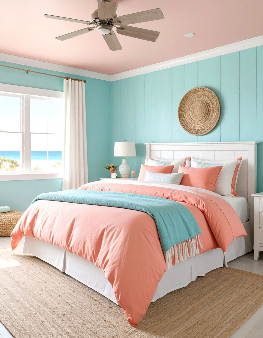 Coral Pink and Aqua Bedroom - 30 girls bedroom ideas pink