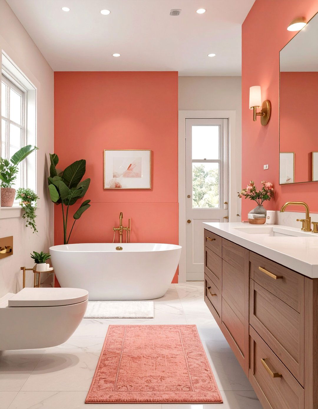 Coral and Cream Bathroom - 30 bathroom colors ideas