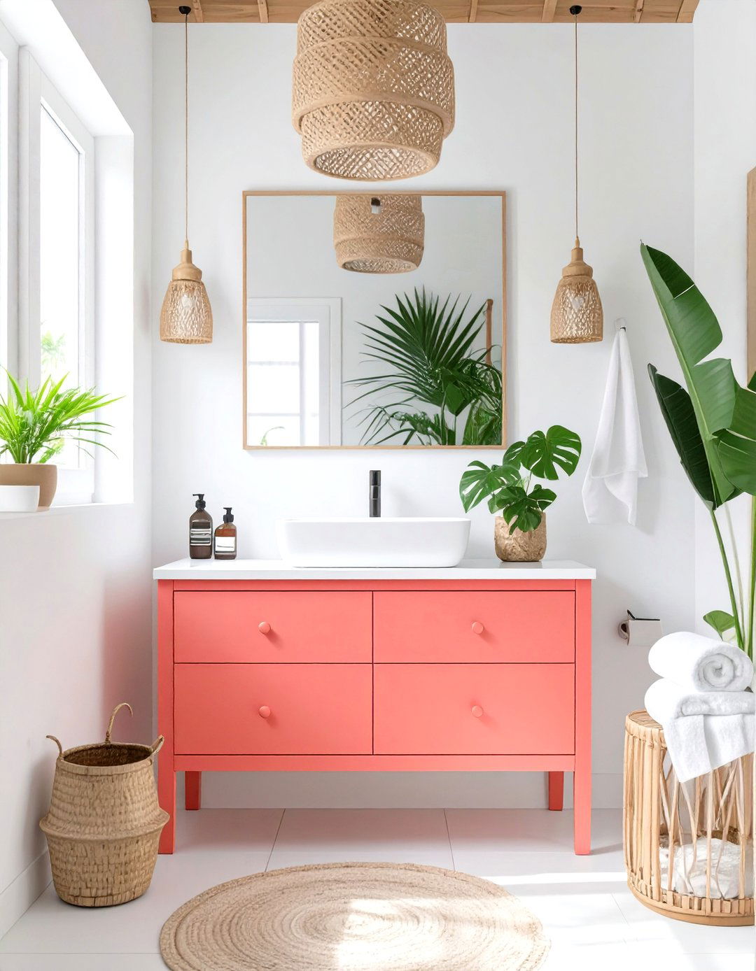 Coral for a Lively Tropical Feel - 30 small bathroom bathroom color ideas