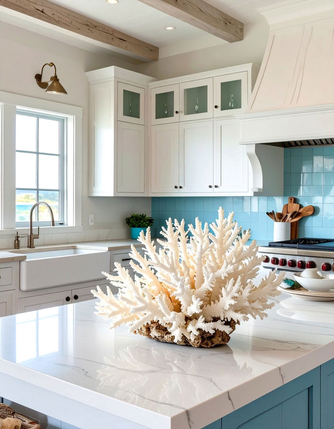 Coral or Shell Decor Accents - 30 seaside coastal kitchen design ideas