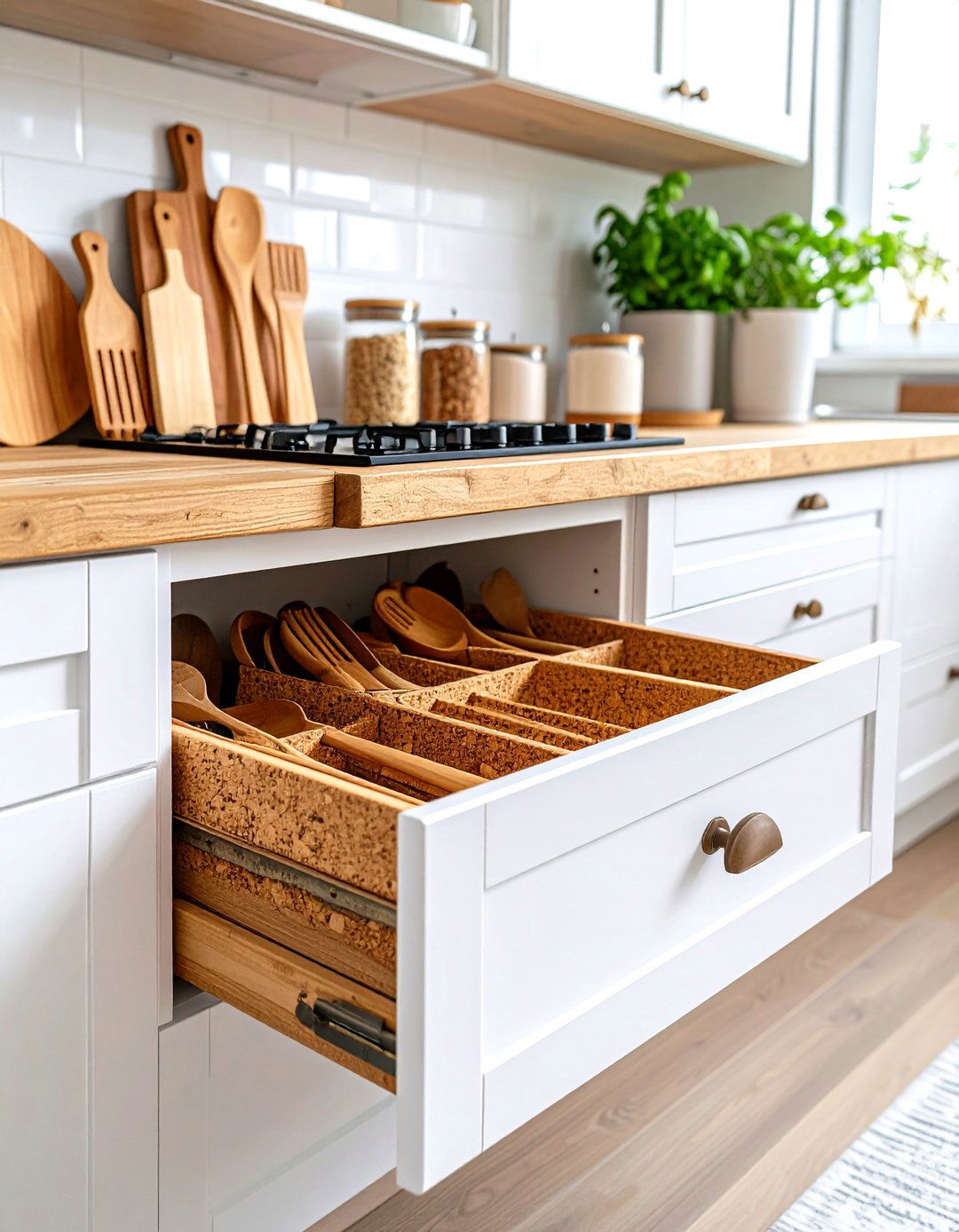 Cork Drawer Liners - 30 kitchen drawer organizer ideas