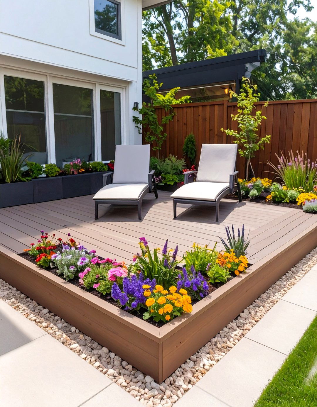Corner Deck with Built in Planters - 30 corner landscaping ideas