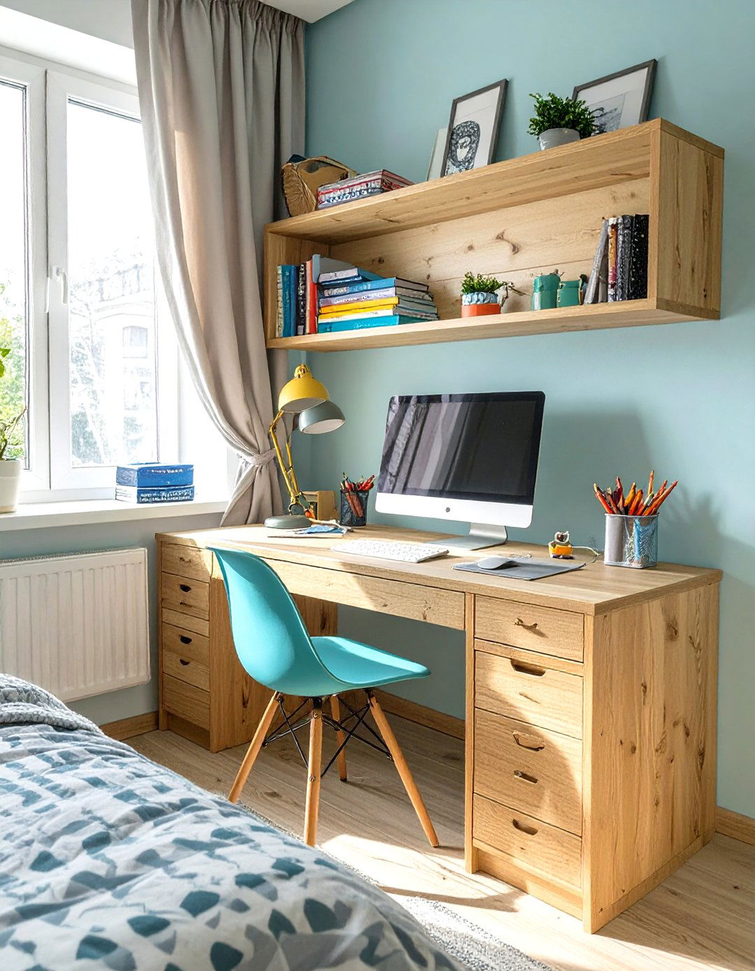 Corner Desk to Maximize Space - 30 small teen bedroom ideas