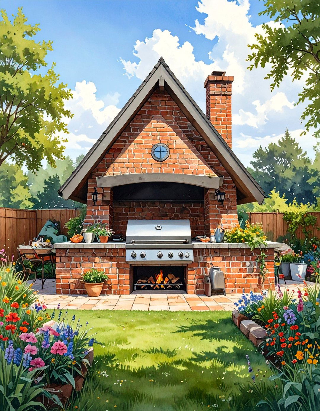 Corner Fit Outdoor Brick BBQ Design - 30 outdoor brick bbq designs pictures