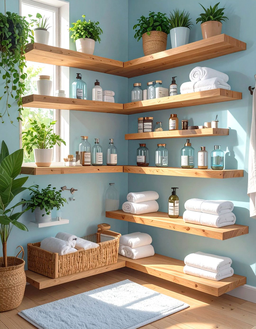 Corner Floating Shelves - 30 floating shelves bathroom ideas
