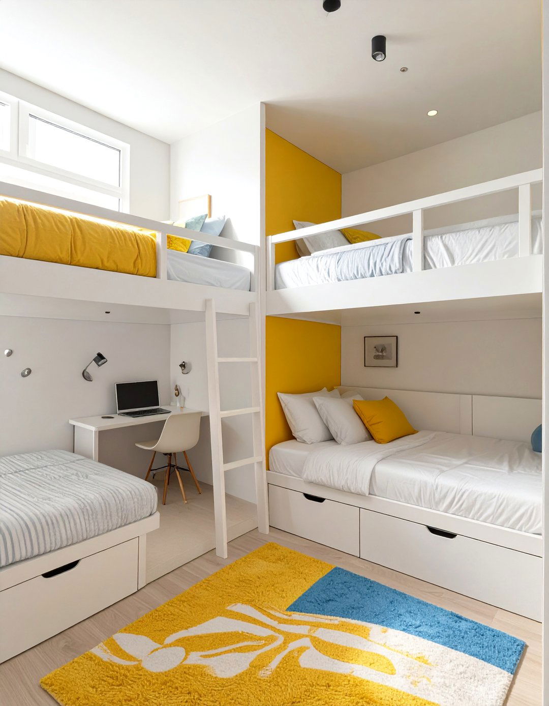 Corner Loft Beds for Maximizing Floor Space - 30 shared bedroom ideas for small rooms