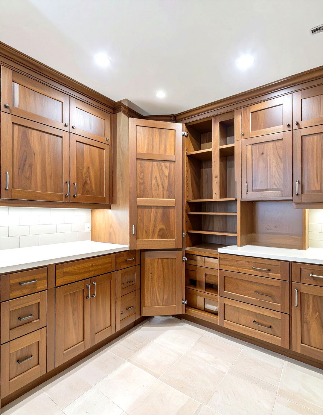 Corner Pantry with Custom Cabinetry - 30 corner pantry ideas