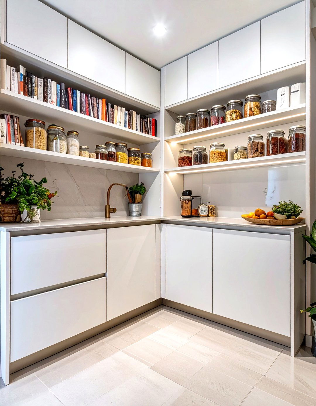 Corner Pantry with Open and Closed Storage - 30 corner pantry ideas