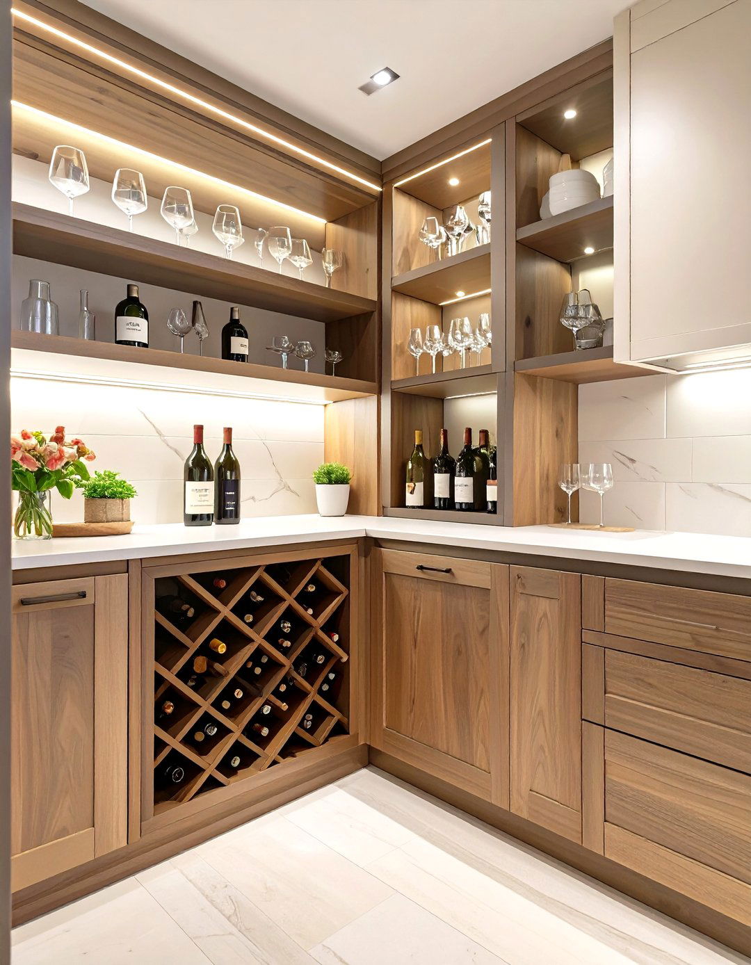 Corner Pantry with a Wine Rack - 30 corner pantry ideas