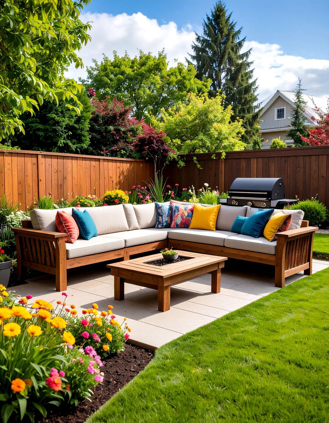 Corner Patio Grill with Bench Seating - 30 patio grill ideas