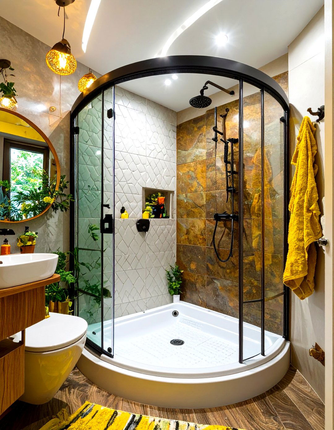 Corner Round Small Shower Stall - 30 small shower ideas
