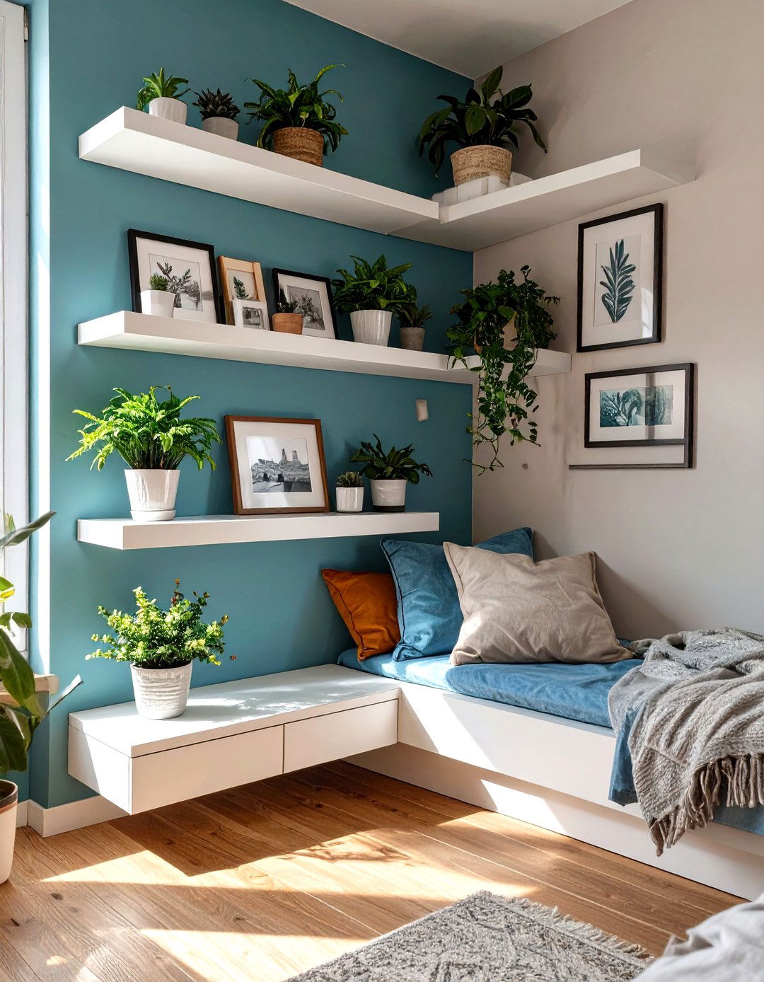 Corner Shelves for Awkward Spaces - 30 shared bedroom ideas for small rooms