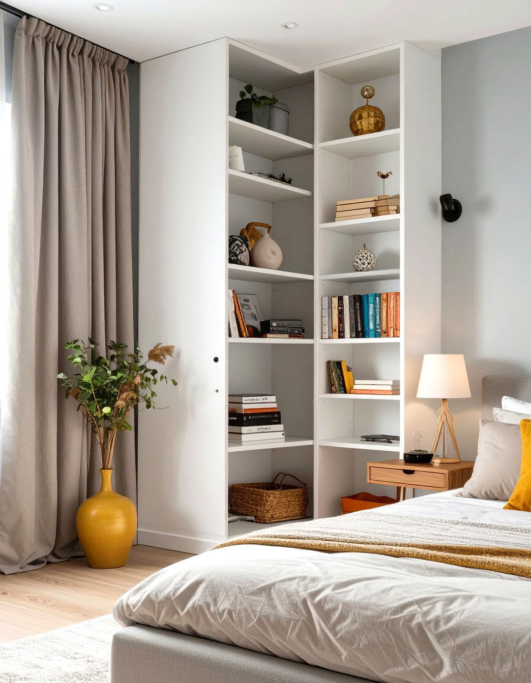 Corner Shelving Units - 30 small master bedroom ideas