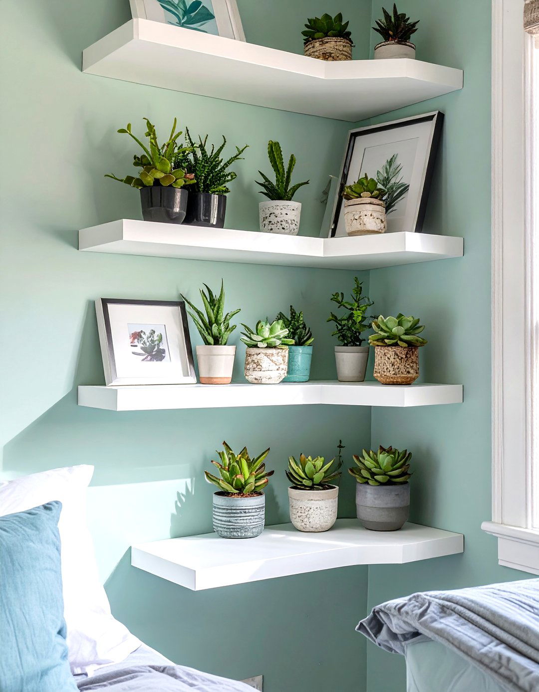 Corner Shelving for Awkward Spaces - 30 small bedroom ideas for adults