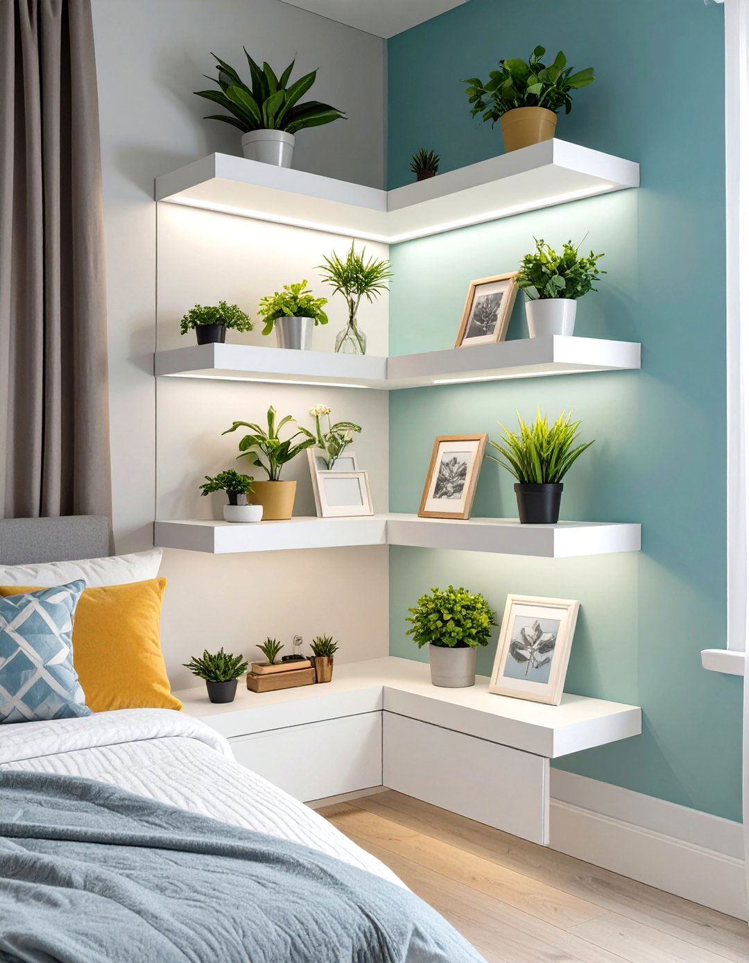 Corner Shelving for Small Bedroom Decor - 30 small bedroom decor ideas