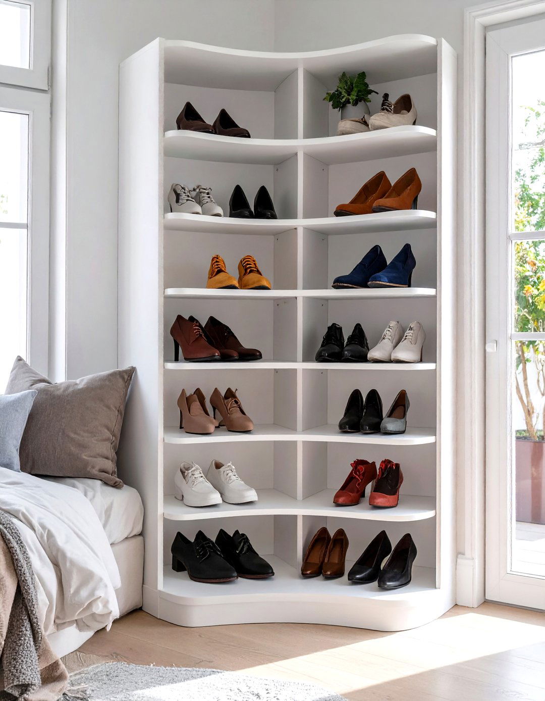 Corner Shoe Shelving Unit - 30 shoe closet ideas