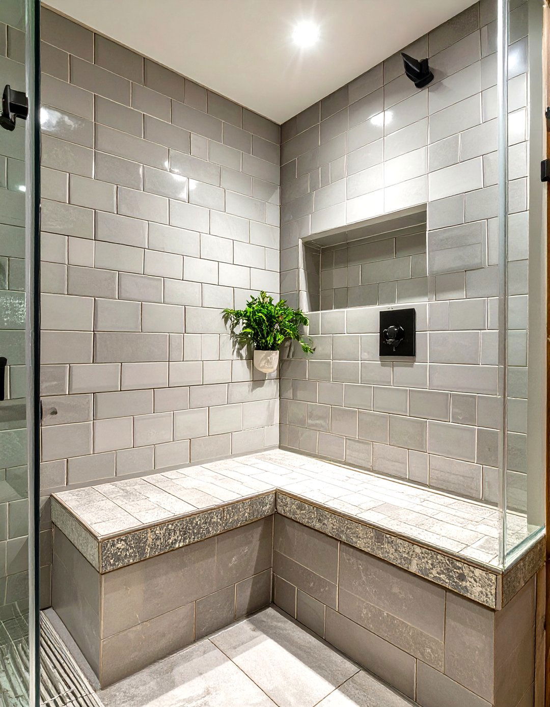 Corner Shower with Built In Bench - 30 corner shower ideas
