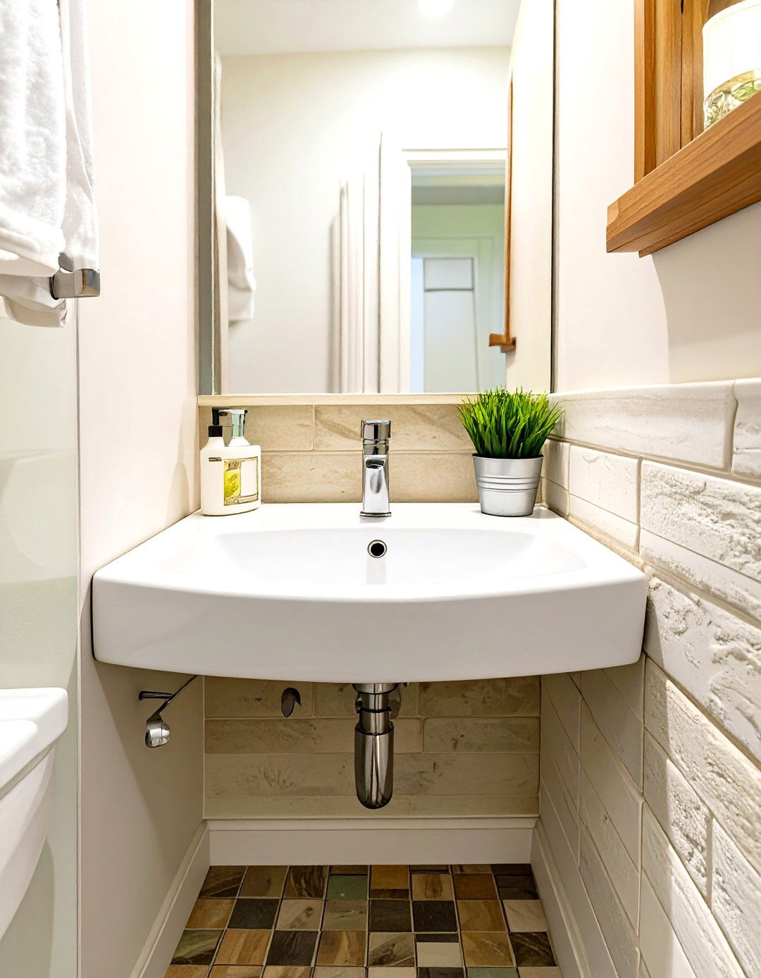 Corner Sink to Utilize Awkward Space - 30 very small small half bathroom ideas