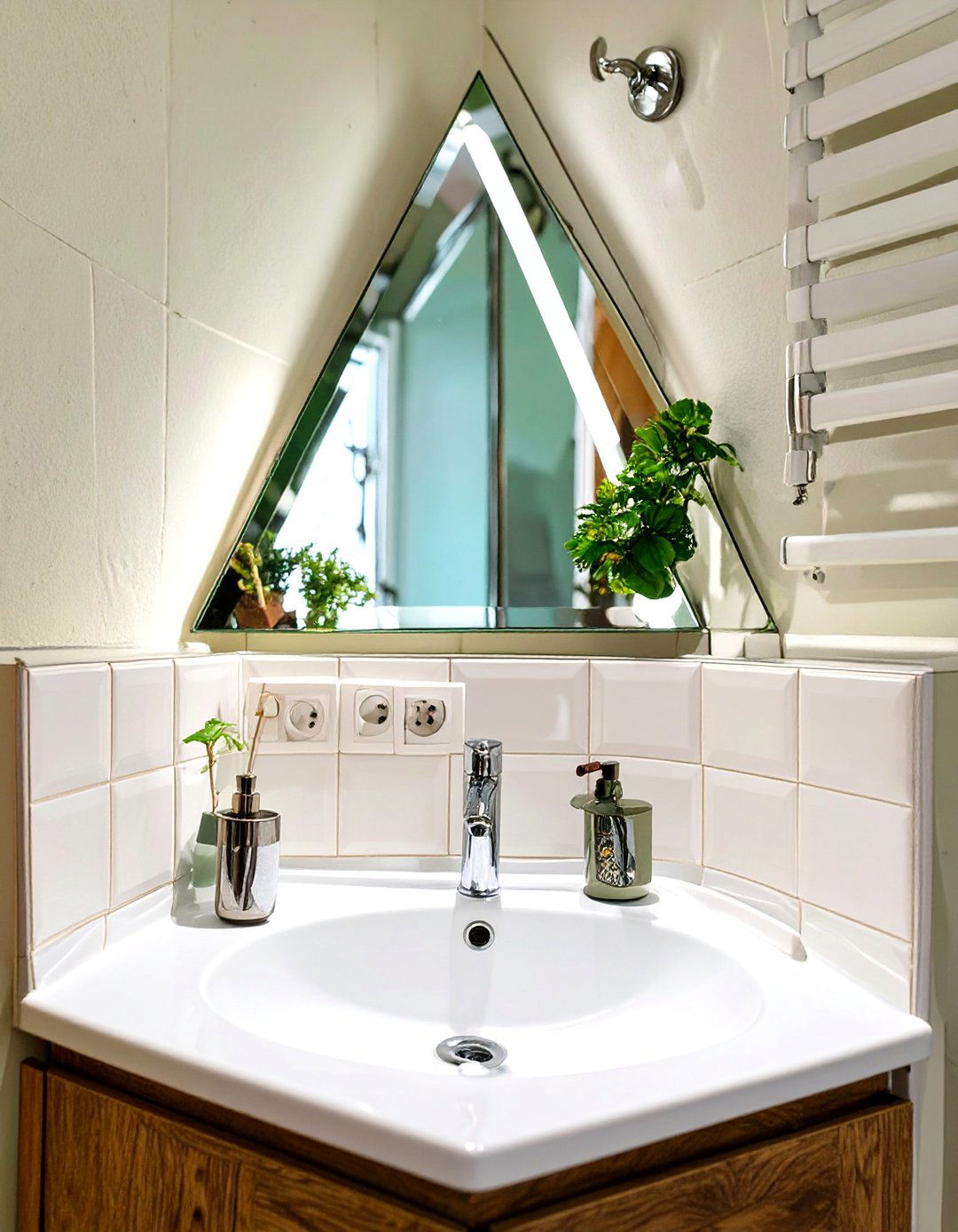 Corner Sink to Utilize Awkward Spaces - 30 small half bathroom ideas
