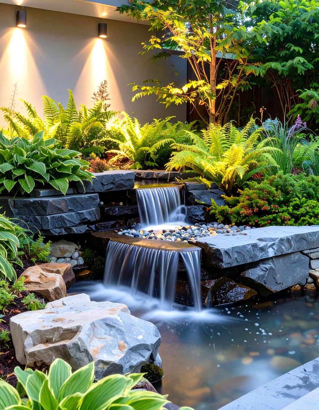 Corner Water Feature Oasis - 30 corner landscaping ideas