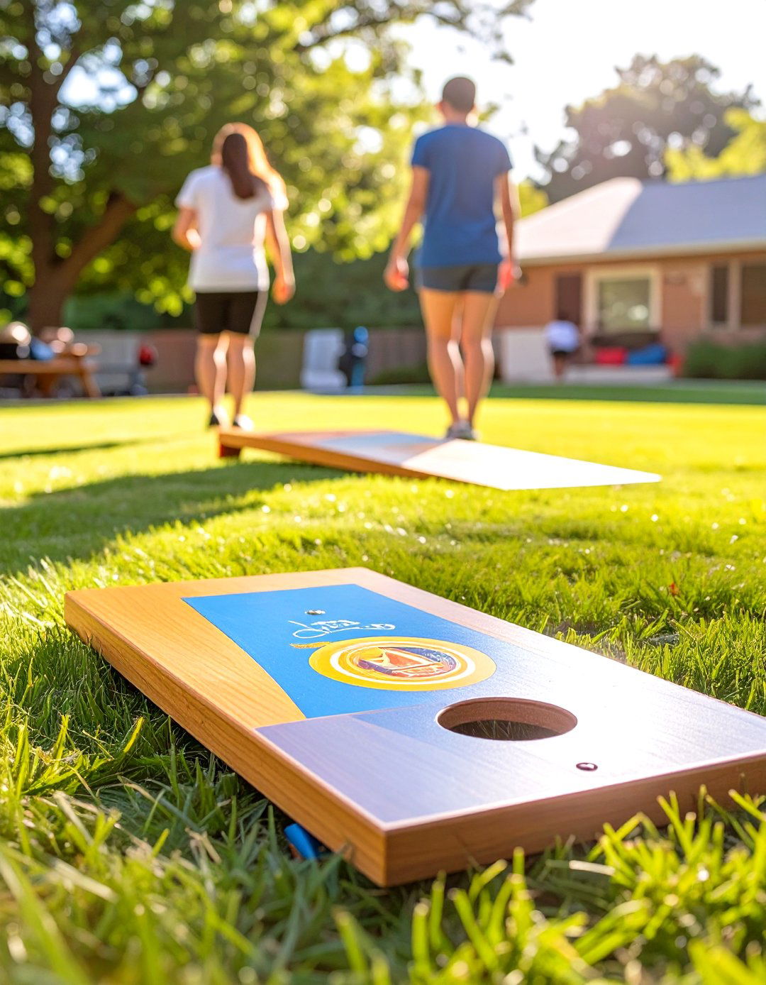 Cornhole Tournament with Custom Boards - 30 outdoor graduation party ideas