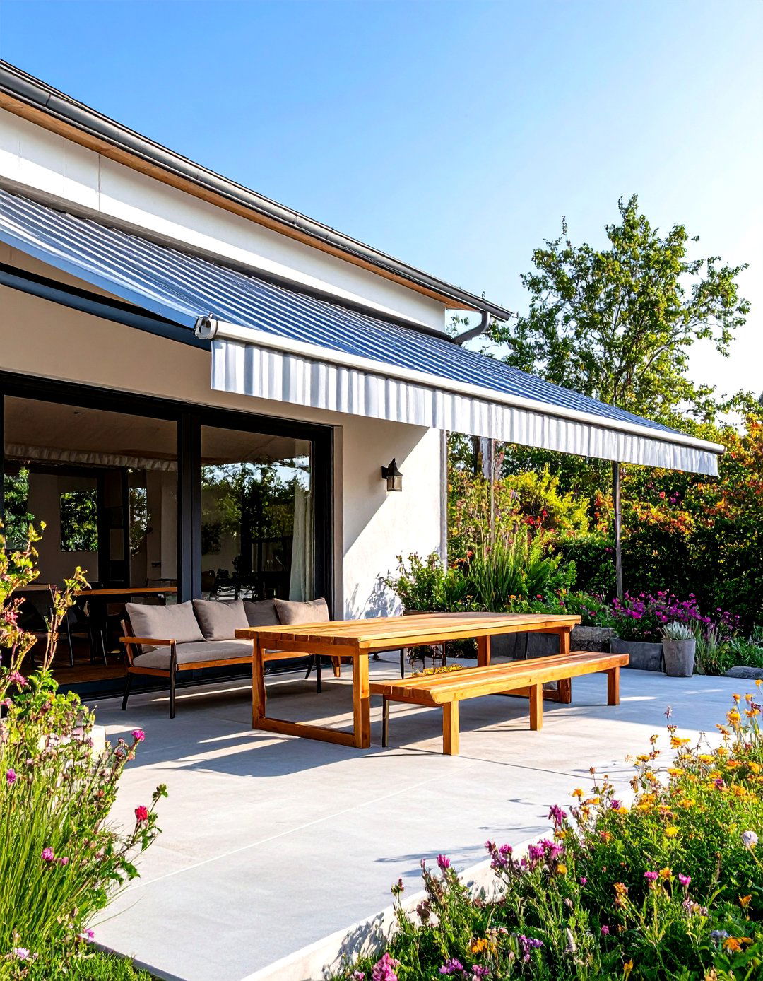 Corrugated Metal Awning - 30 patio covering ideas