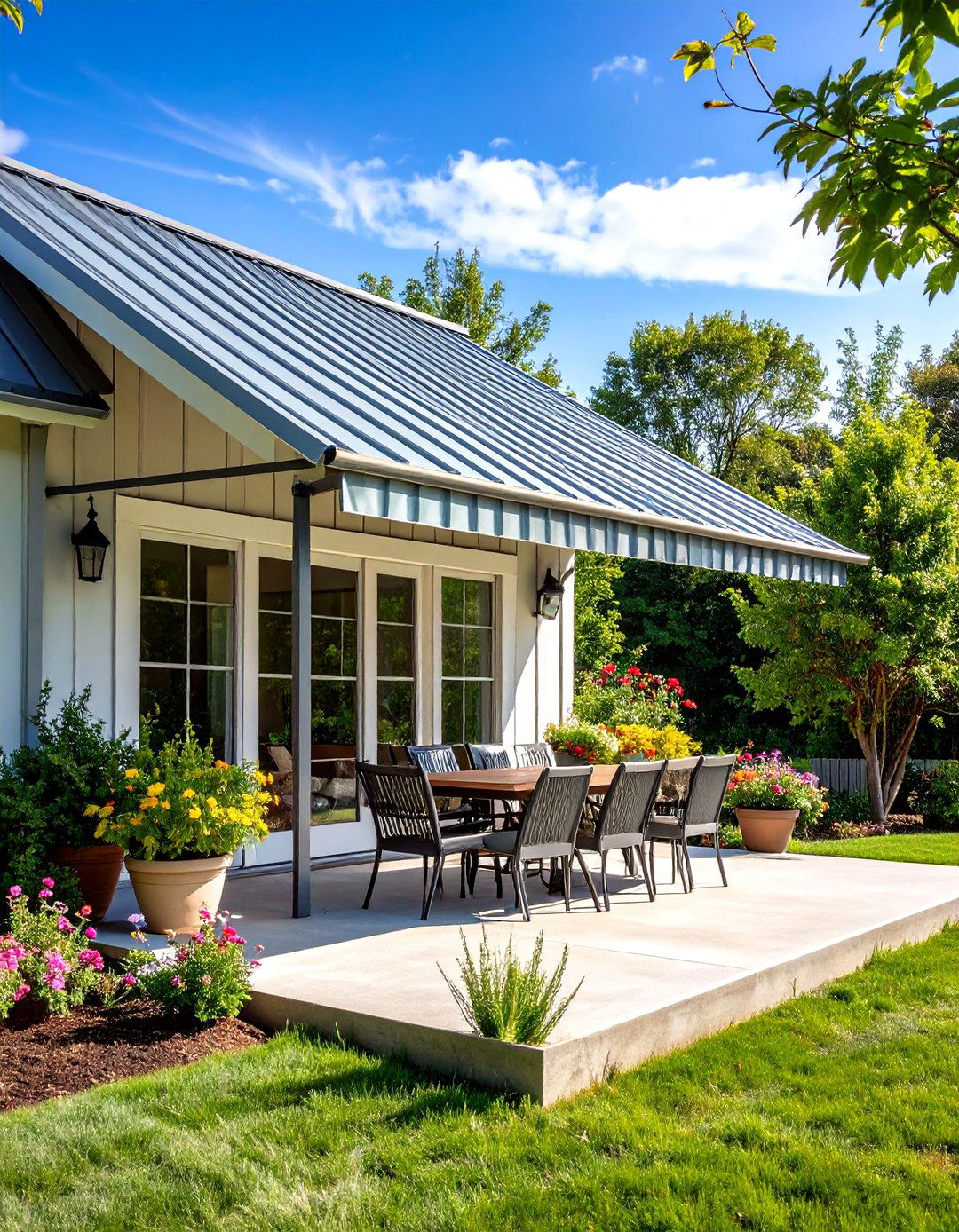 Corrugated Metal Awning - 30 patio sun shade ideas