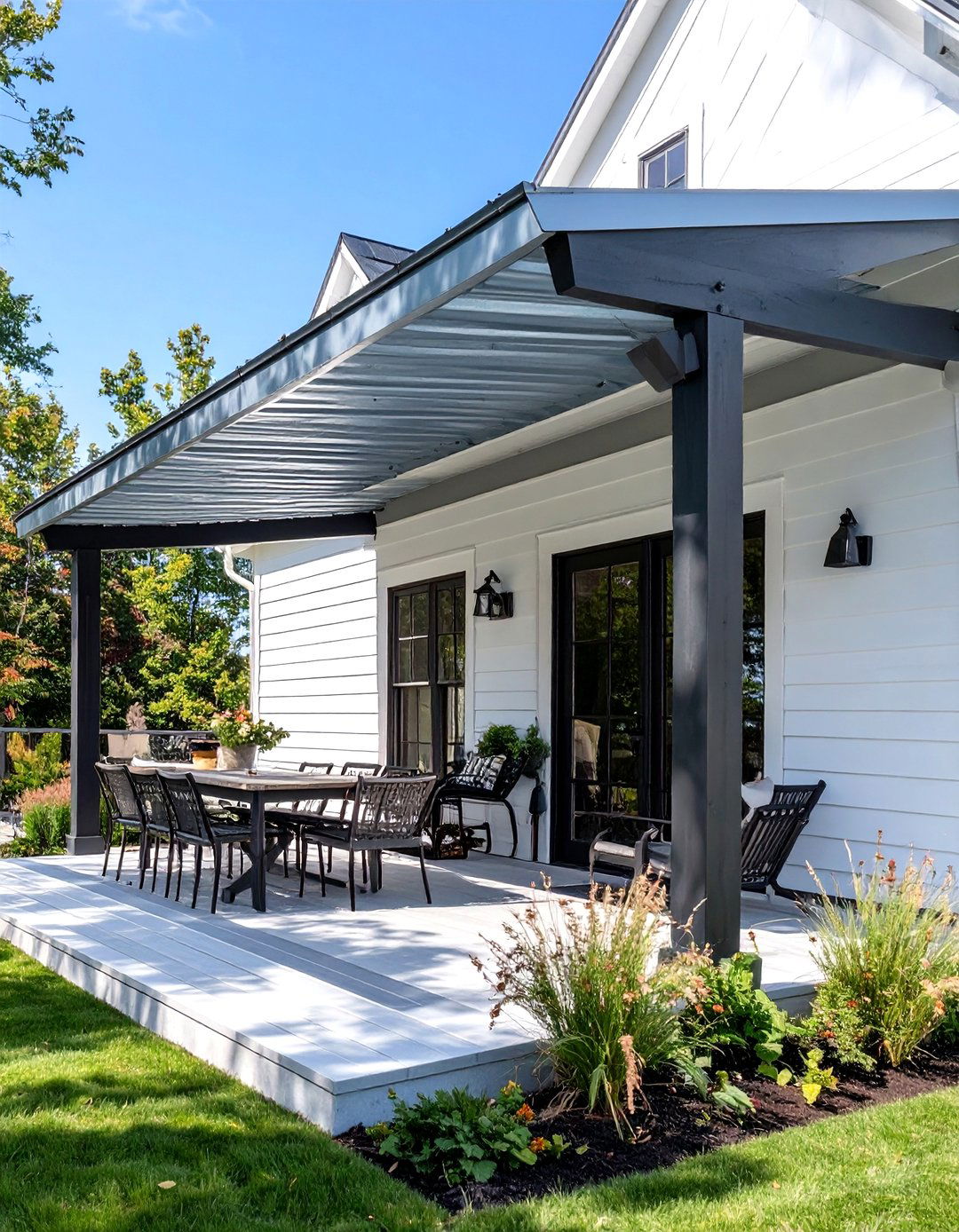 Corrugated Metal Awning - 30 cheap patio cover ideas