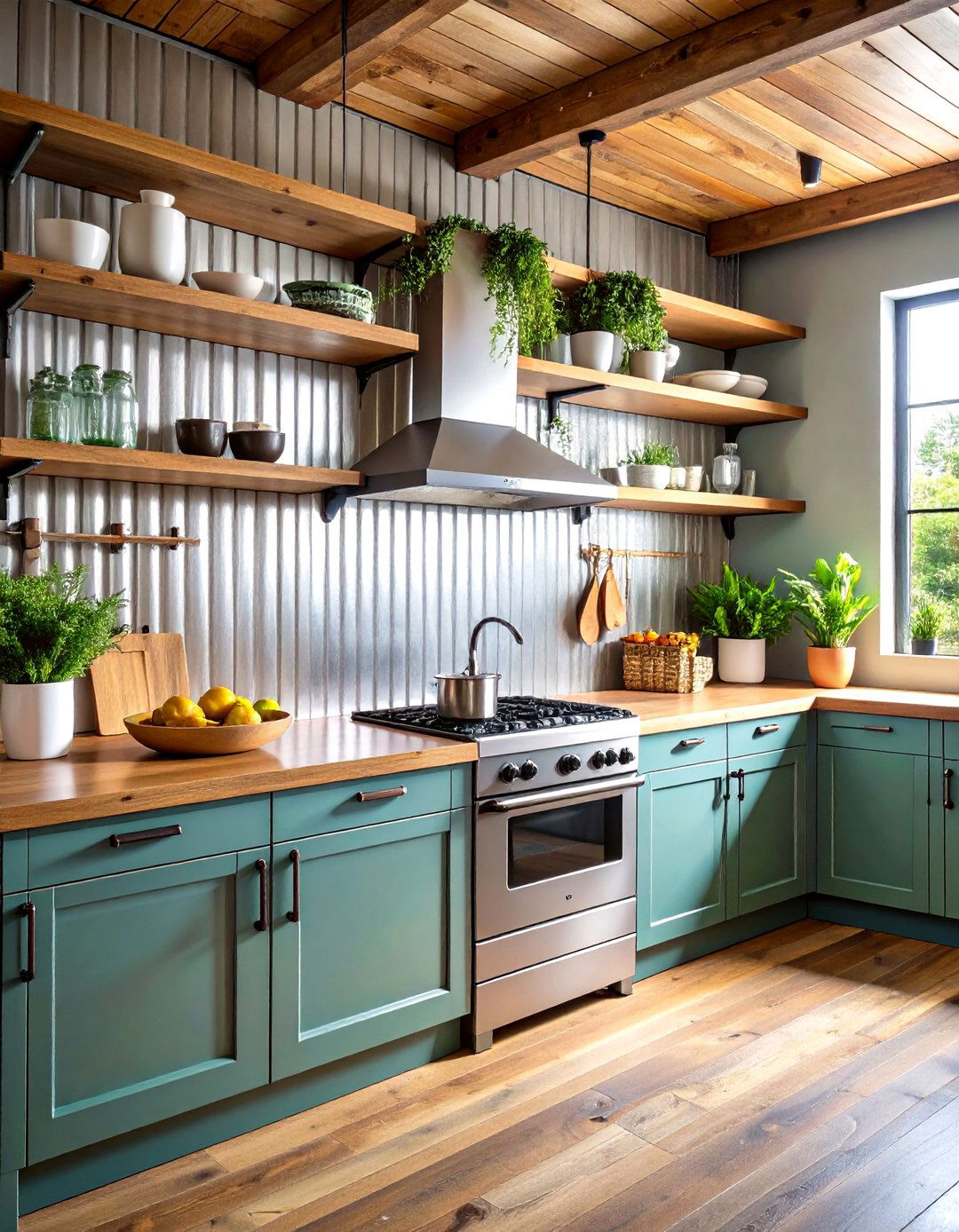 Corrugated Metal Backsplash - 30 rustic backsplash ideas
