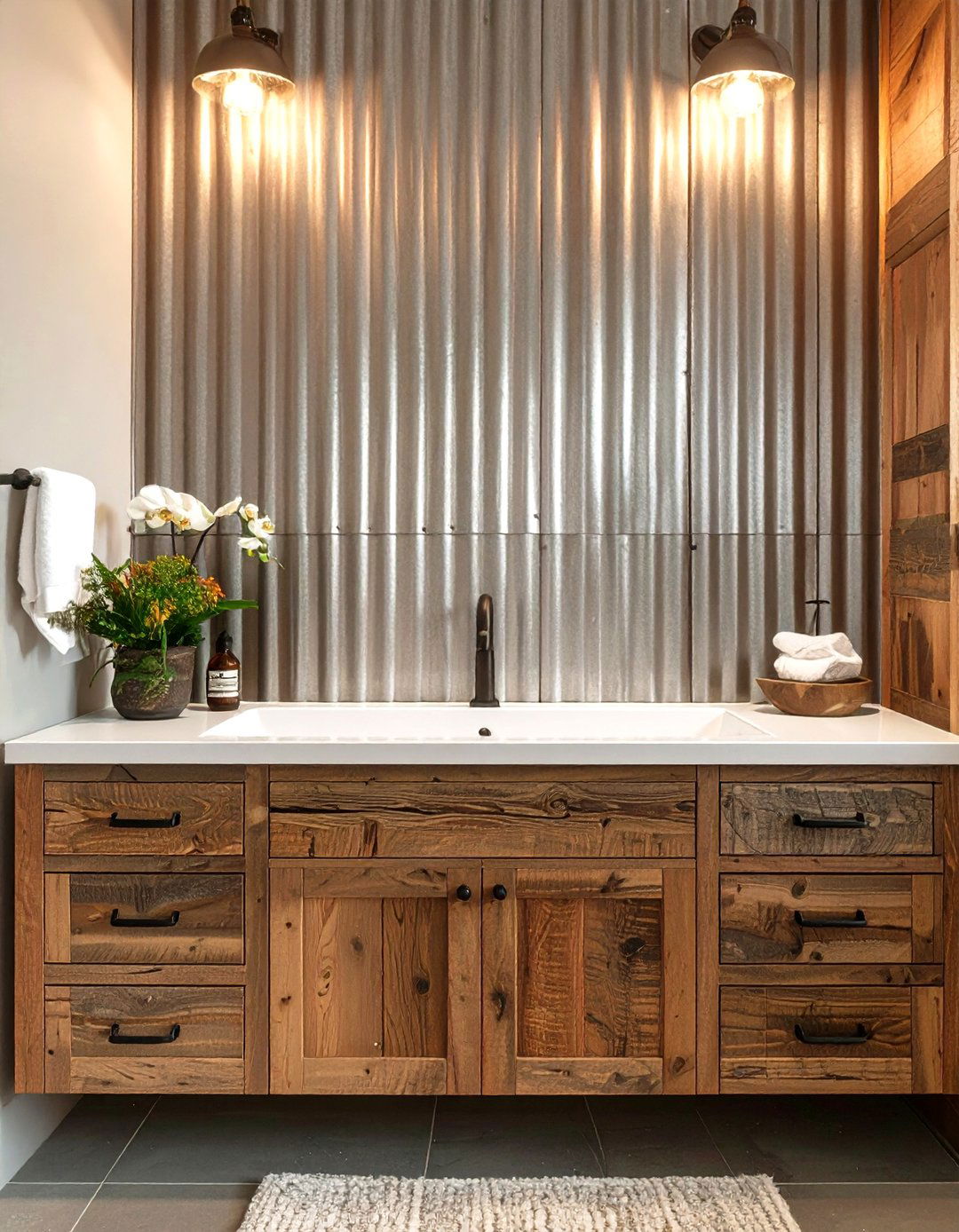Corrugated Metal Bathroom Backsplash - 30 cheap bathroom backsplash ideas