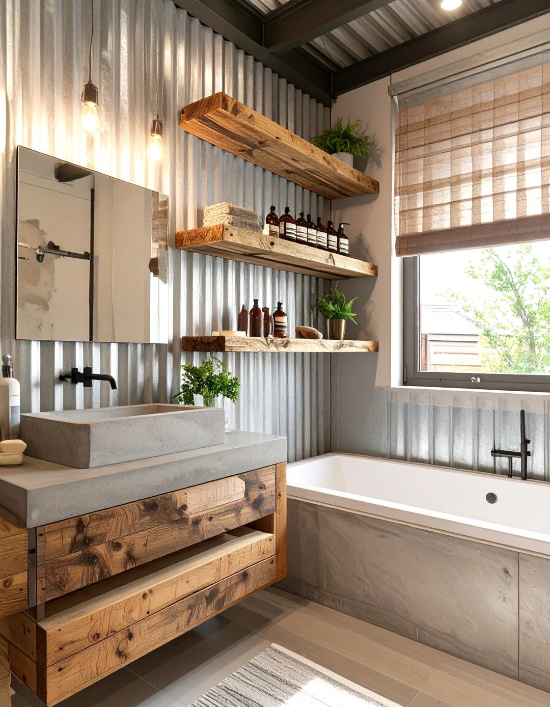 Corrugated Metal Bathroom Walls - 30 bathroom wall ideas