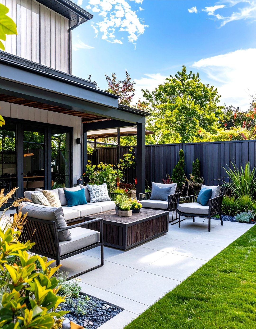 Corrugated Metal Fencing Panels - 30 patio privacy ideas