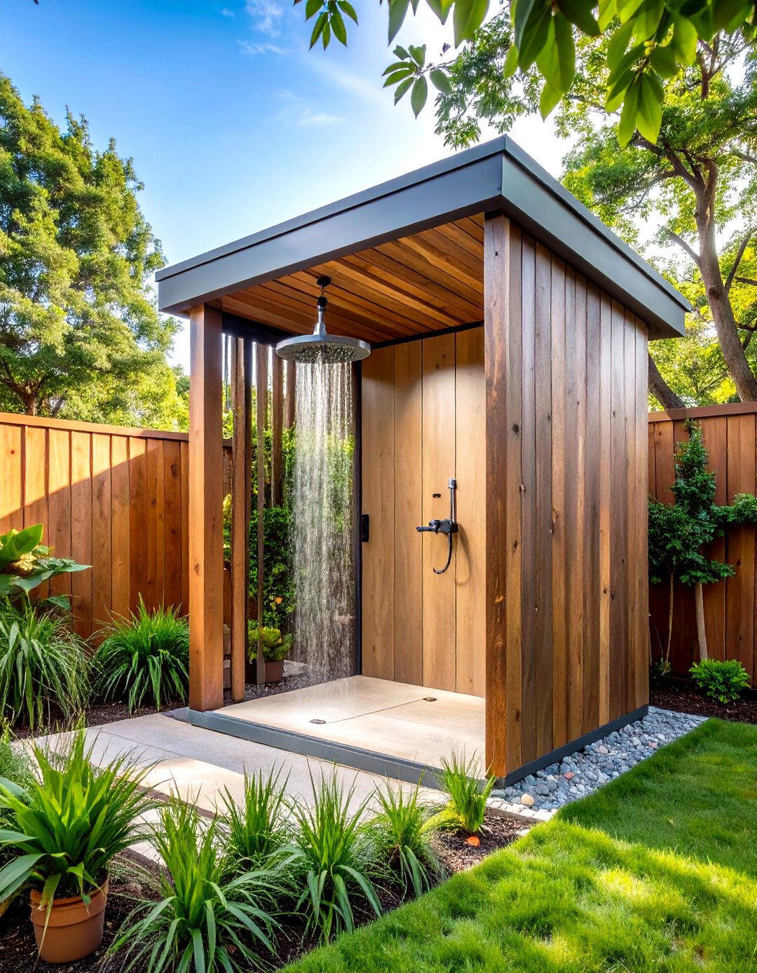 Corrugated Metal Outdoor Shower Enclosure - 30 outdoor shower enclosure ideas