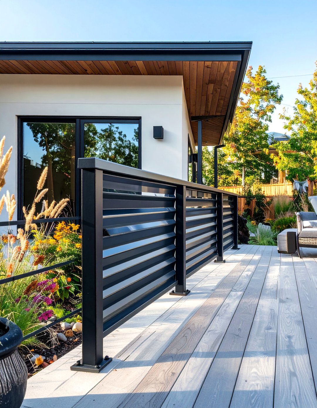Corrugated Metal Panel Deck Handrail - 30 deck handrail ideas