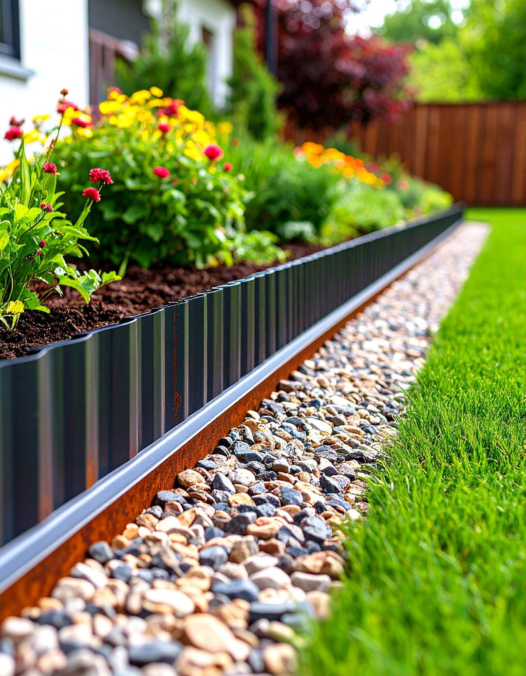 Corrugated Metal Panel Edging - 30 landscaping border ideas