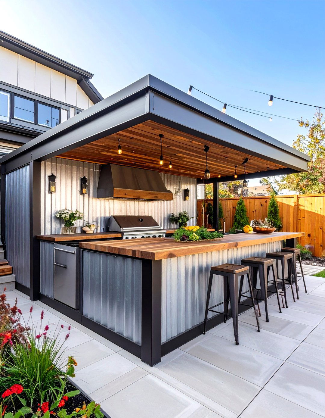 Corrugated Metal Panel Patio Bar - 30 patio bar ideas