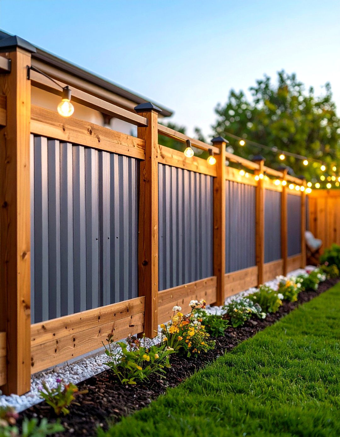 Corrugated Metal Panel Patio Privacy Fence - 30 patio privacy wall ideas