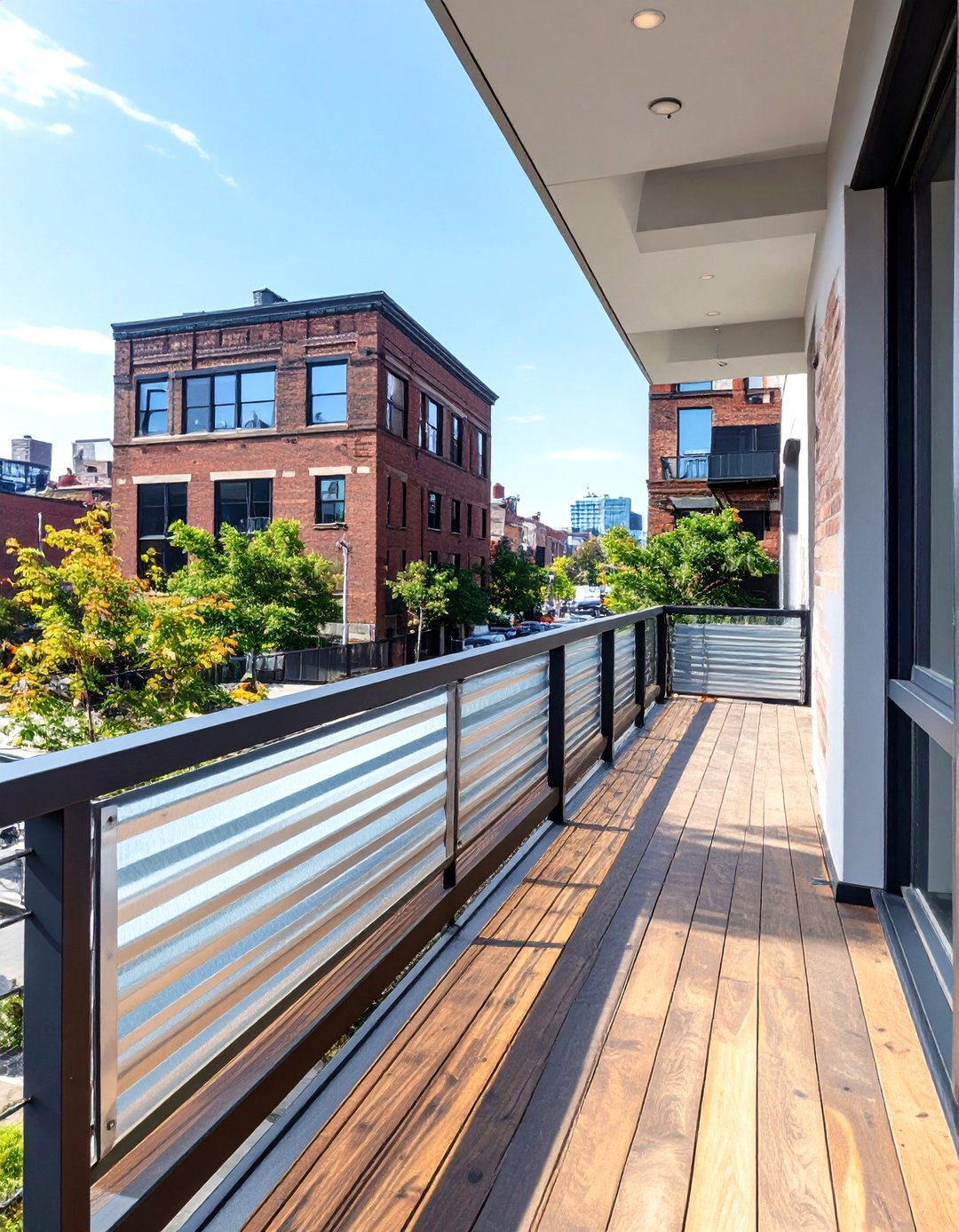Corrugated Metal Panel Wood Deck Railing - 30 wood deck deck railing ideas
