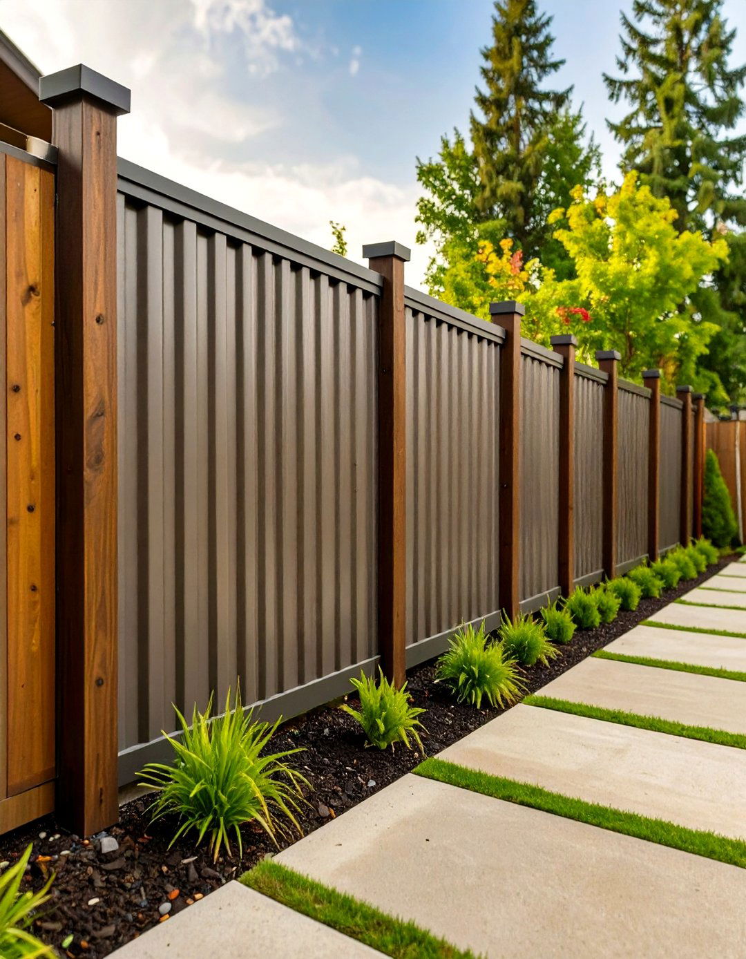 Corrugated Metal Privacy Fence - 30 tall backyard privacy ideas