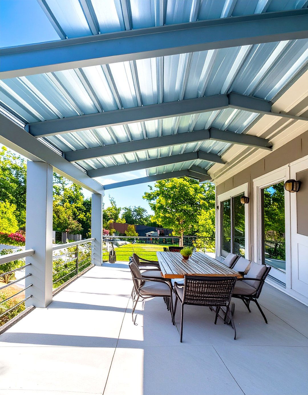 Corrugated Metal Under Deck Ceiling - 30 waterproof under deck ceiling ideas