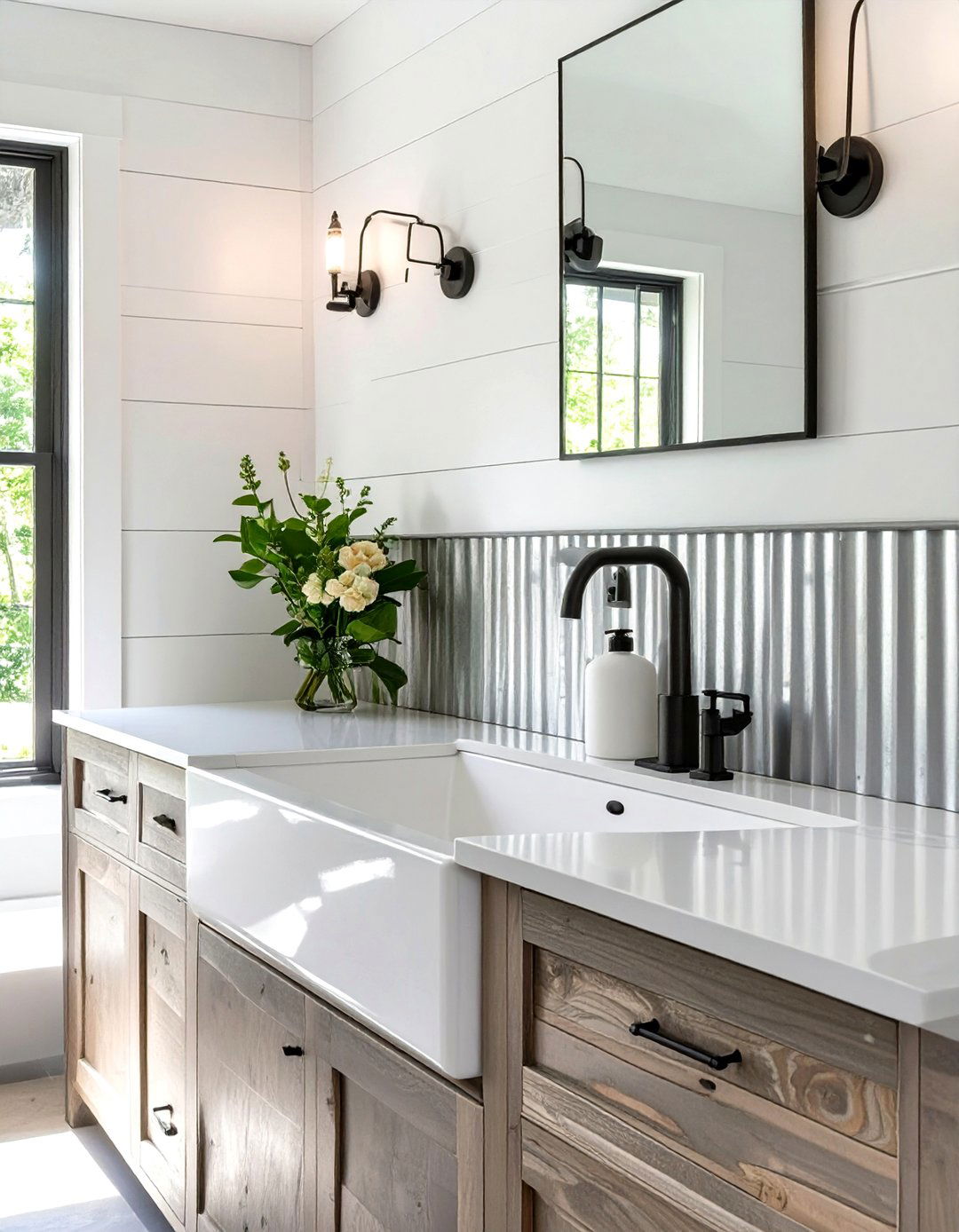 Corrugated Metal Vanity Backsplash - 30 vanity backsplash ideas