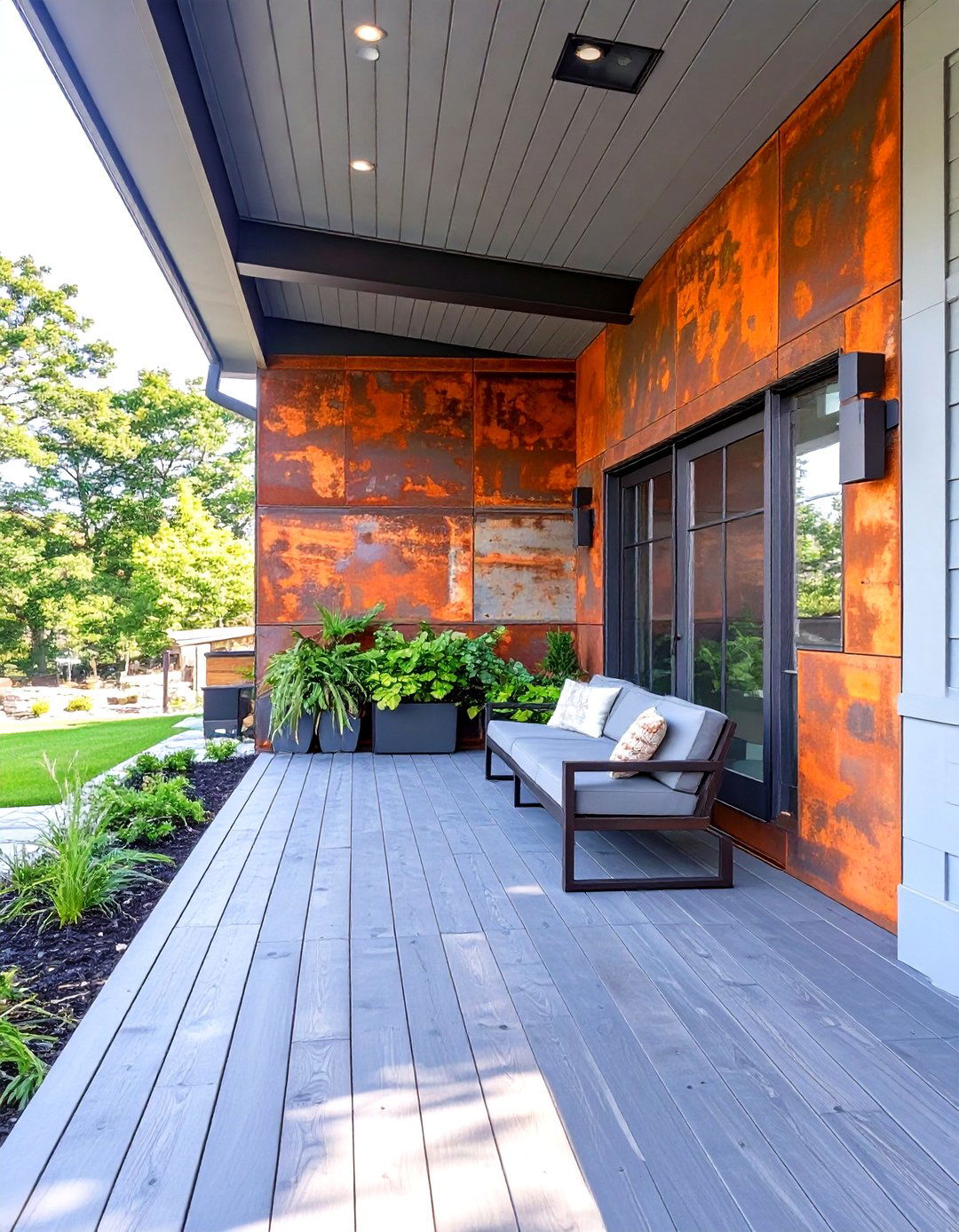 Corten Steel Accent Porch - 30 modern front porch ideas