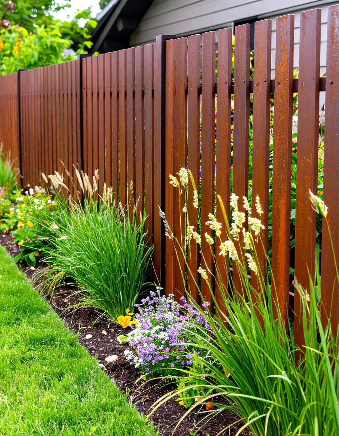 Corten Steel Panel Privacy Fence - 30 privacy fence ideas for backyard