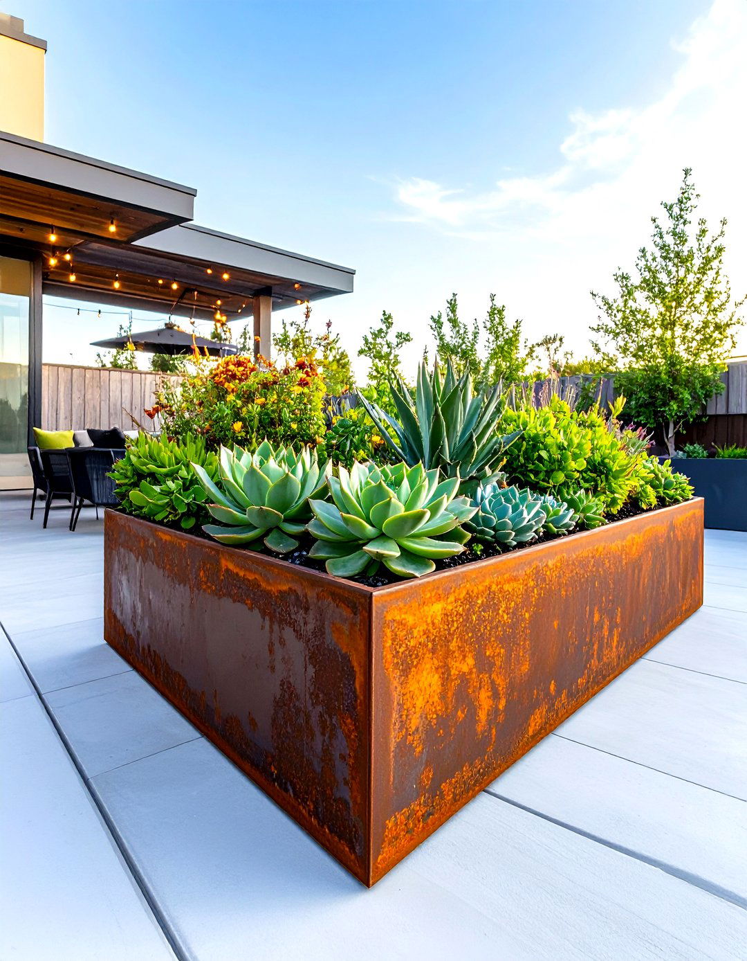 Corten Steel Planter Patio Border - 30 patio border ideas