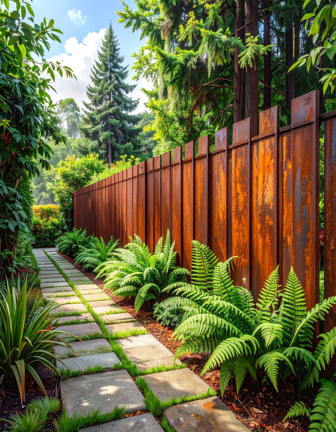 Corten Steel Privacy Fence - 30 modern front yard fence ideas